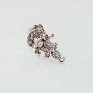 14K White Gold Pave Diamond 1 Earring